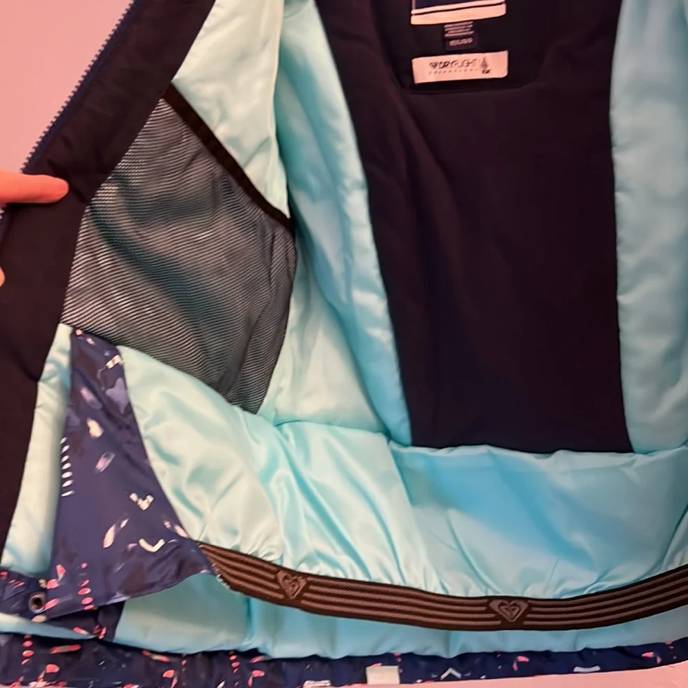 (12) Roxy American Pie Snow Jacket Snowboarding Ski Navy Blue Pink New Condition - Picture 8 of 11